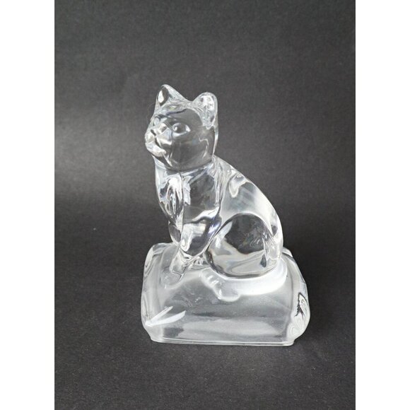 Cristal d' Arques Crystal Cat Figurine Made in France Paperweight - Picture 1 of 6